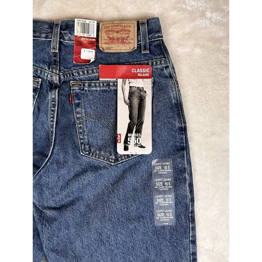 Women’s Levis 550 Jeans Classic Relaxed Fit Misses Size 10 Long Y2K Vtg 30”